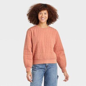 Womens Quilted Pullover Sweatshirt - Universal Thread - Coral Orange